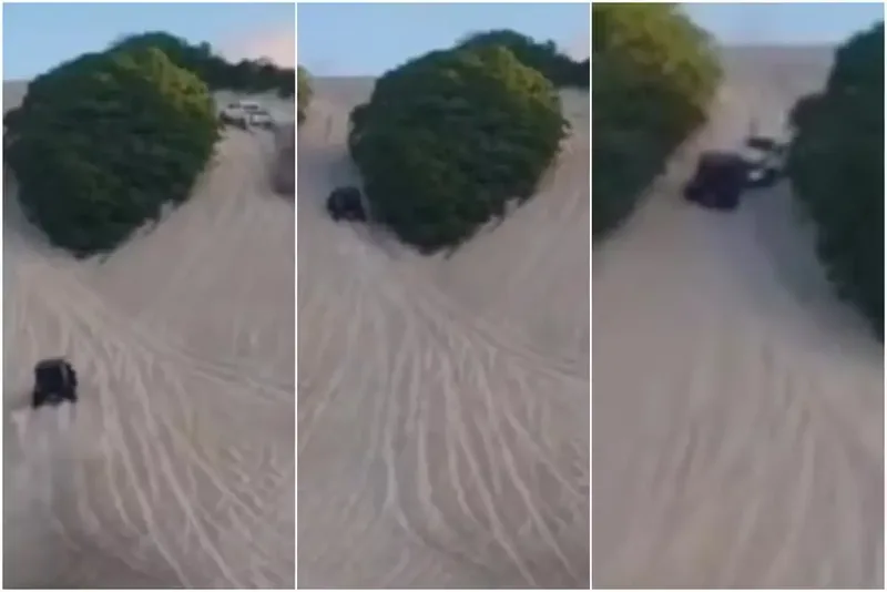 Turistas batem com veículos 4×4 em duna de praia no Rio Grande do Norte