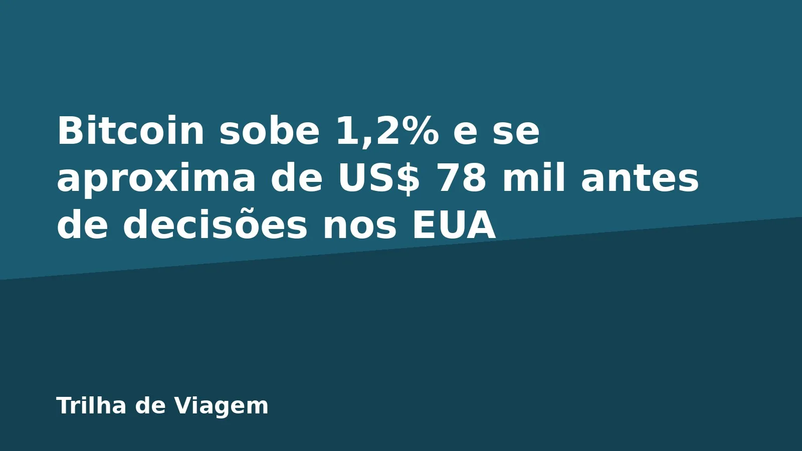 Bitcoin sobe 1,2% e se aproxima de US$ 78 mil antes de decisões nos EUA