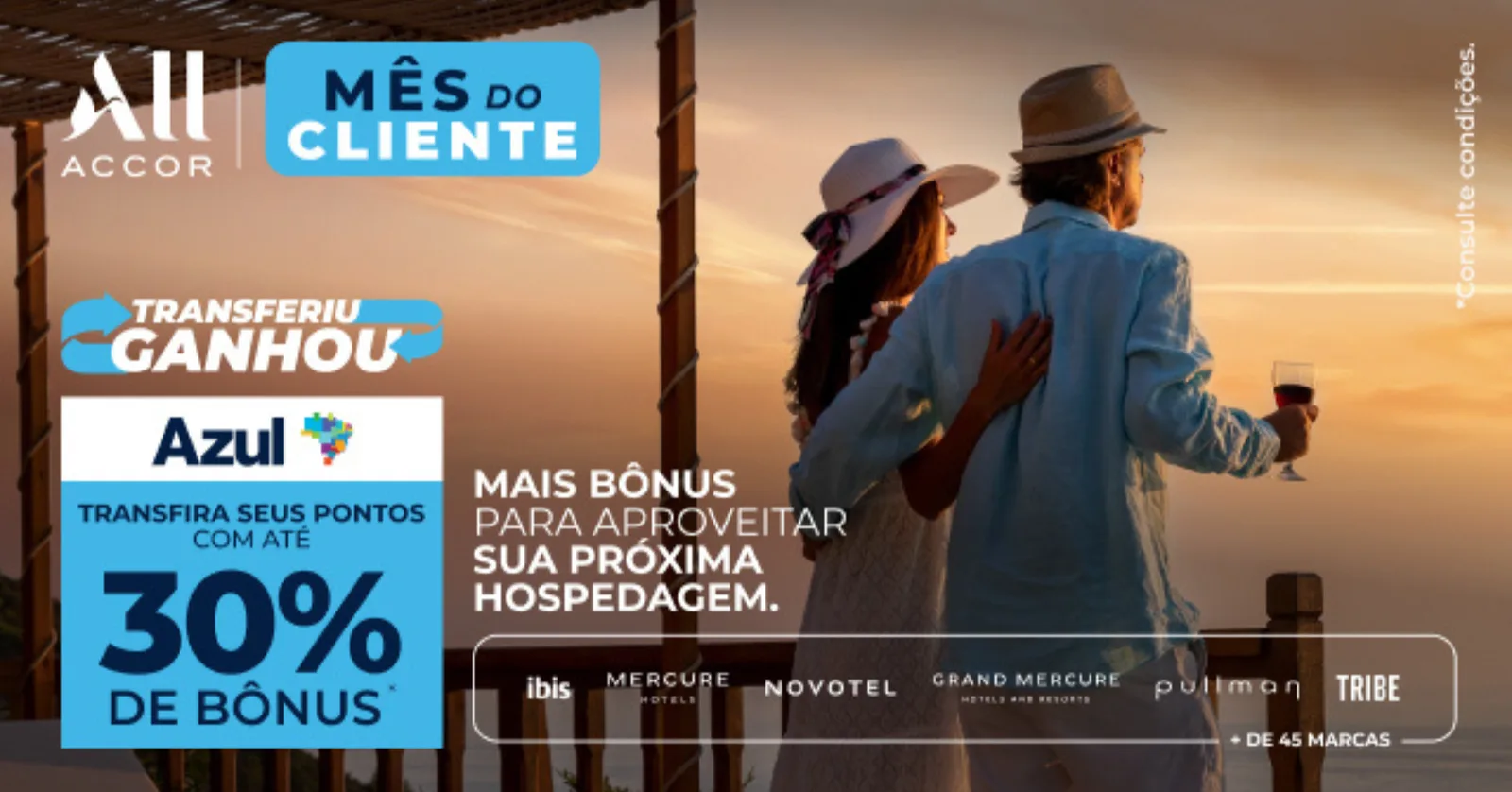 Azul oferece até 30% de bônus em pontos para o ALL Accor