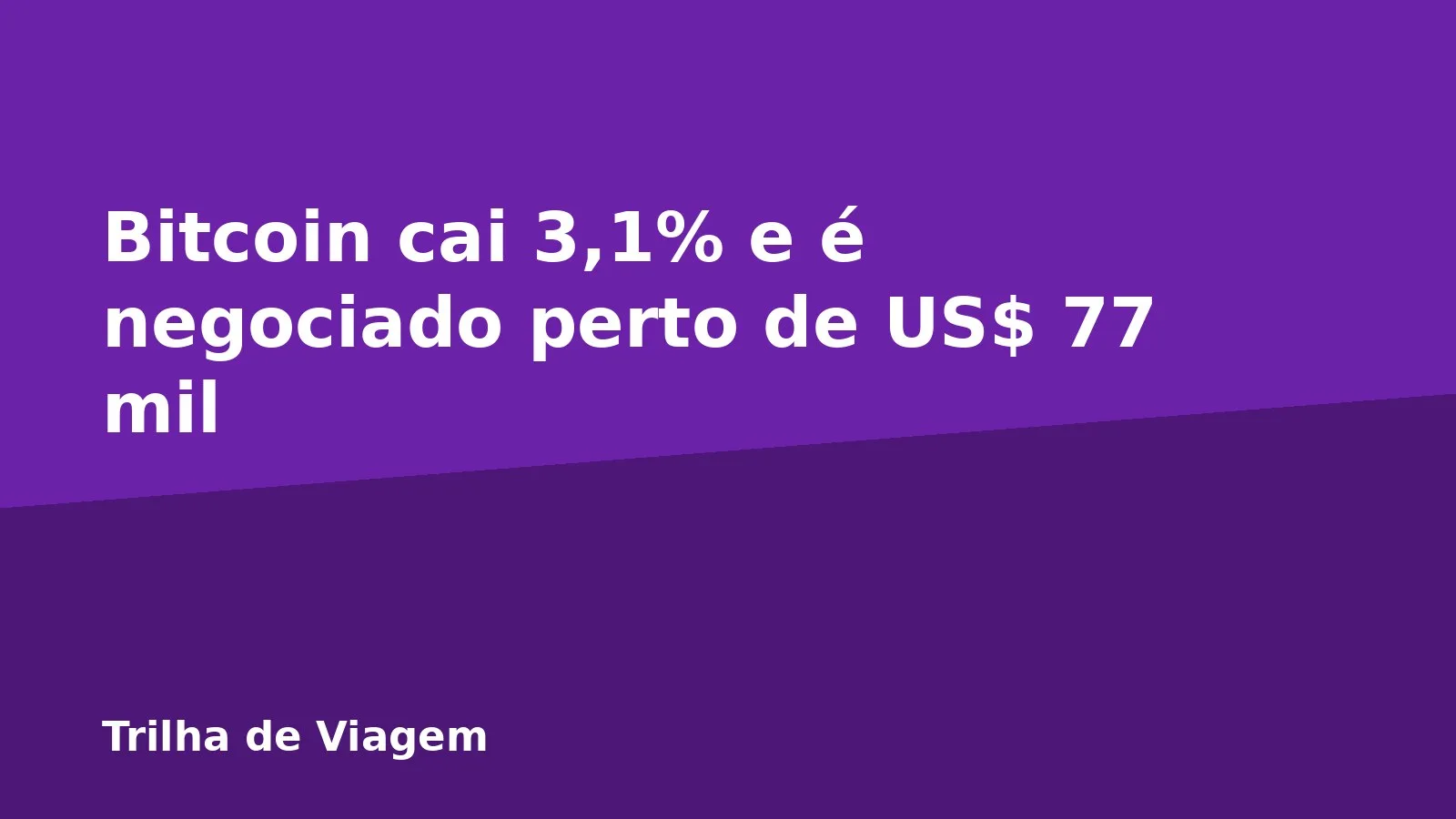 Bitcoin cai 3,1% e é negociado perto de US$ 77 mil