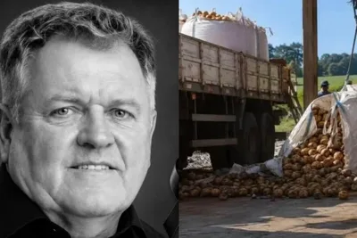 Rompimento de cabo derruba carga de batatas e mata vereador em Santa Catarina