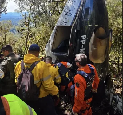 Sinais de celulares levaram equipes até helicóptero caído em Urubici