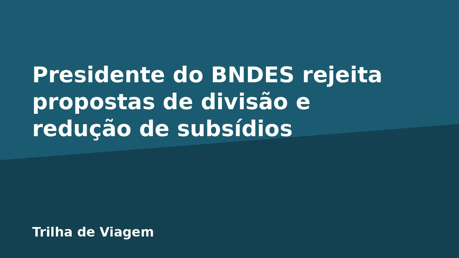 Presidente do BNDES rejeita propostas de divisão e redução de subsídios