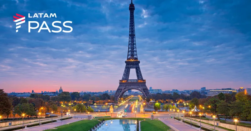 Rio–Paris por 56.313 milhas LATAM Pass em classe econômica